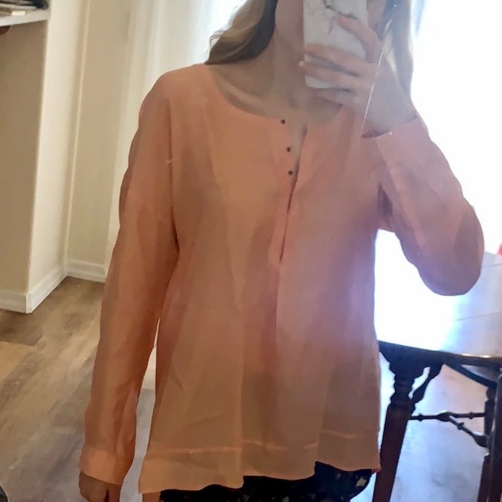 100% silk Go Silk long sleeve orange blouse